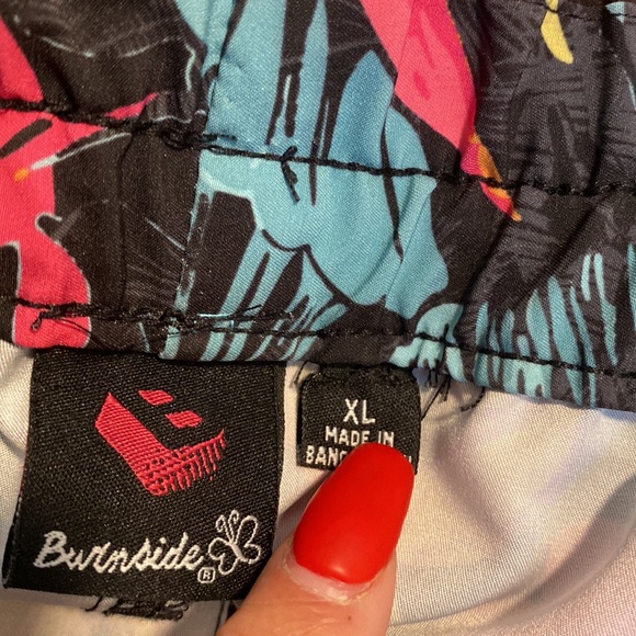 Burnside Floral Swim Coverup Shorts - Black, Pink, Yellow, Blue - Picture 3 of 3